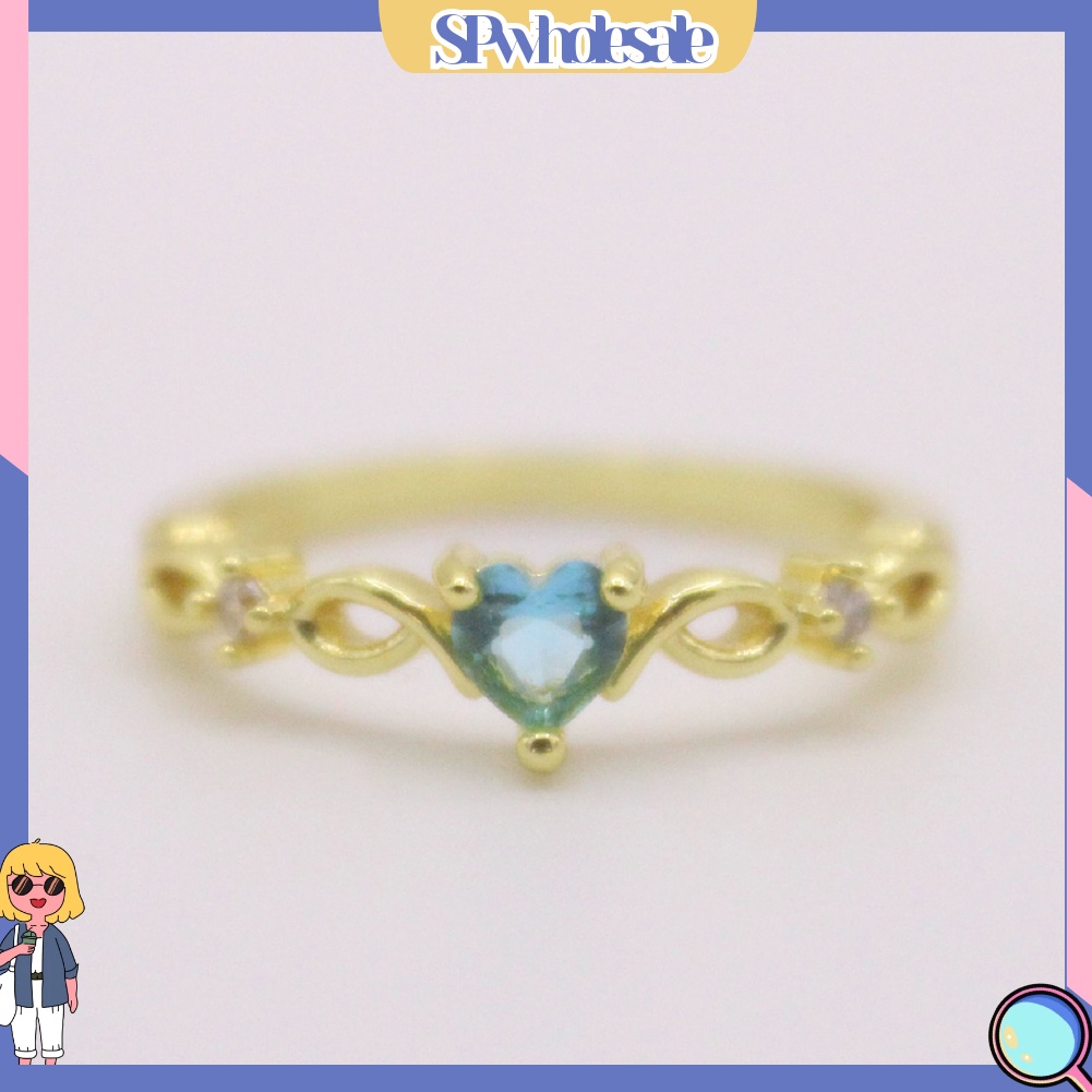<SPwholesale> Nhẫn Đính Đá Zircon Hình Trái Tim Thời Trang Cho Nữ