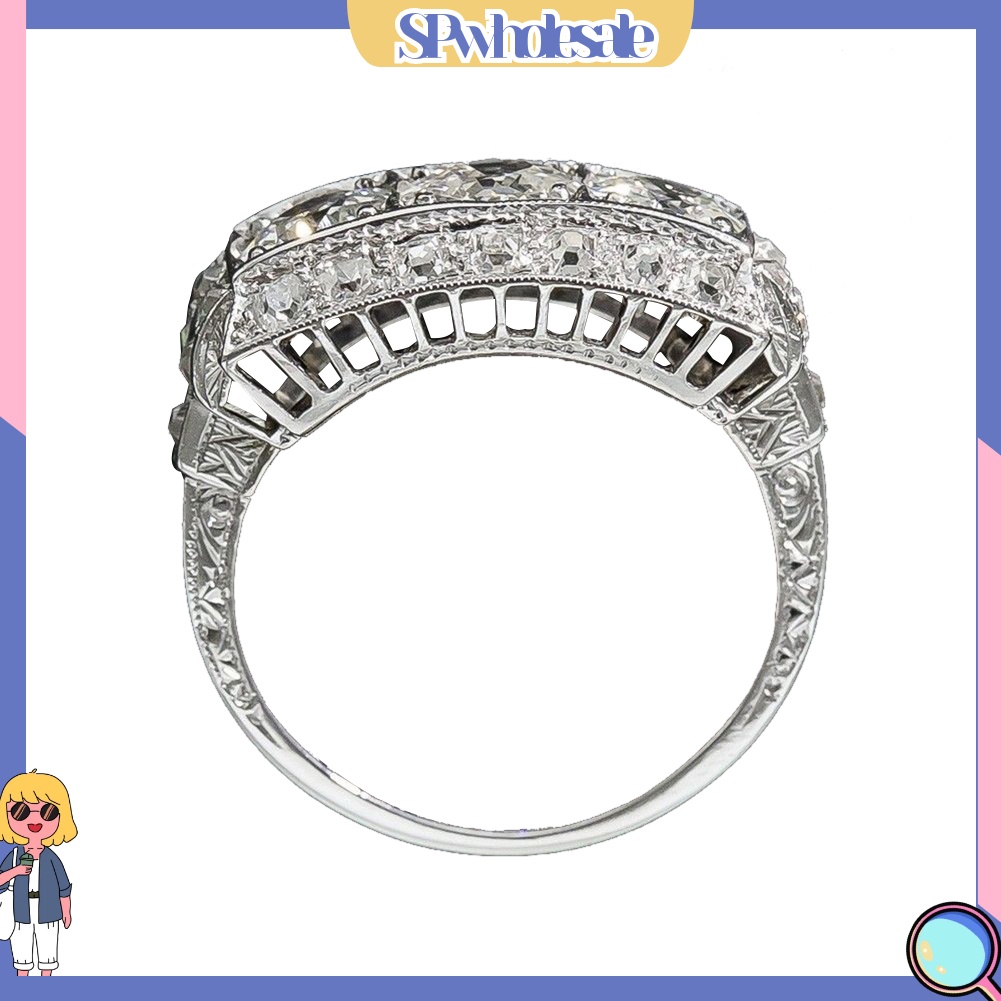 <SPwholesale> Nhẫn Đính Hôn Đính Đá Topaz Nhân Tạo Thanh Lịch Cho Nữ