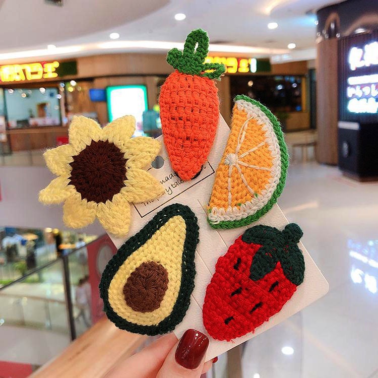 Kẹp tóc hình trái cây len thiết kế xinh xắn thời trang cho nữ totte.Store