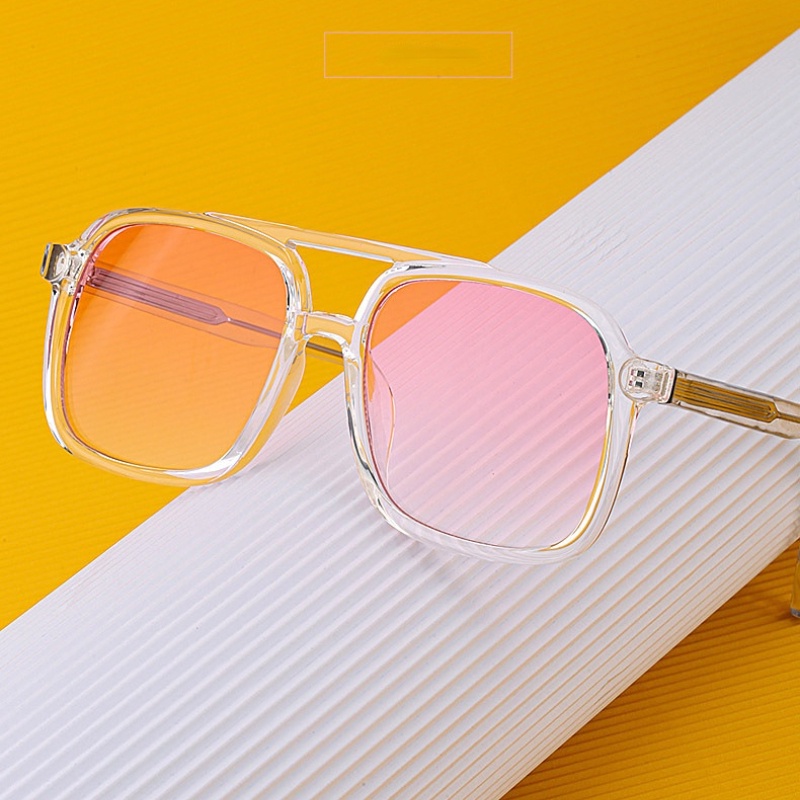 (YUZHU) Kính Râm Gọng Vuông Đôi Oversize Màu Kẹo Thiết Kế Mới