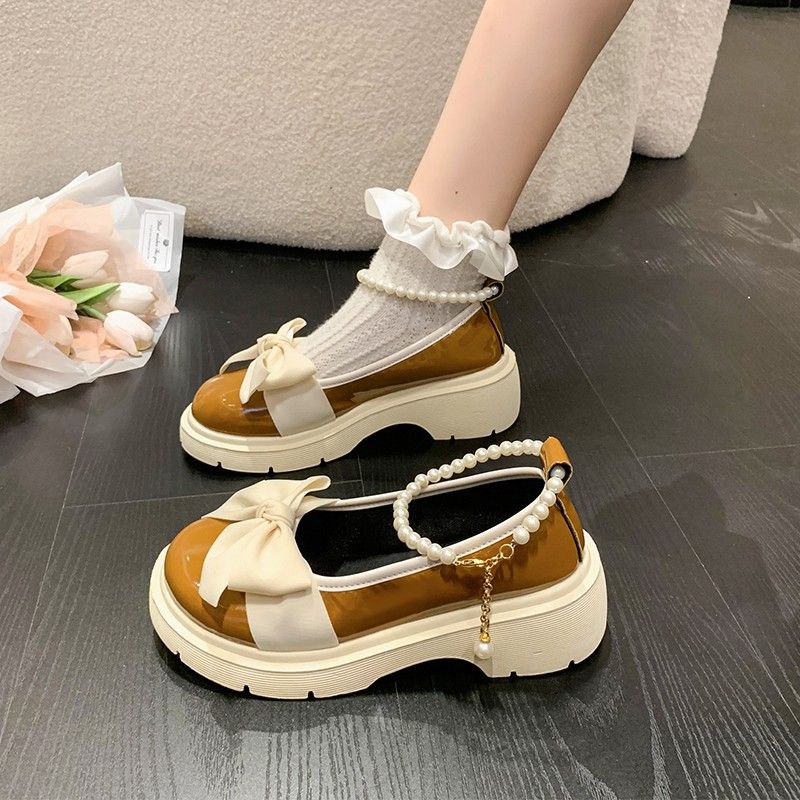 Giày Da Đế Dày Phong Cách Retro Pháp Thời Trang Mùa Xuân 2023 Cho Nữ