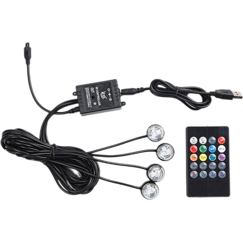 Car Atmosphere Light Car Interior Design Sole and Music Voice-Controlled Rhythm Colorful Color Changing Decorative Lamp USB Port Connection J639