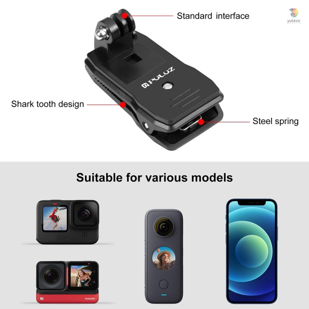 Kẹp Gắn Ba Lô PULUZ Thay Thế Cho Máy Ảnh Hành Động 11 / 10 / 9 Osmo Pocket Insta360 Kèm Giá Đỡ Điện Thoại Thông Minh