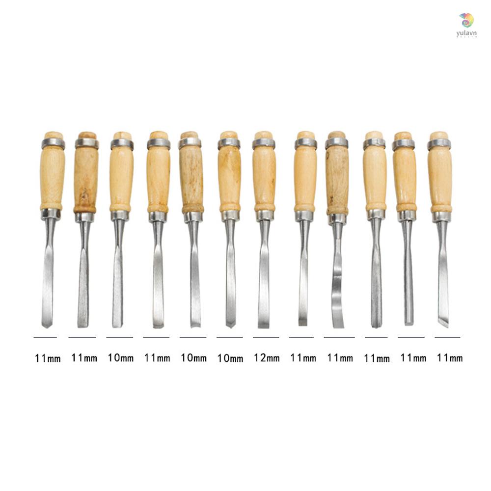 Bộ 12 Dụng Cụ Điêu Khắc Gỗ Đa Năng Kèm Túi Đựng