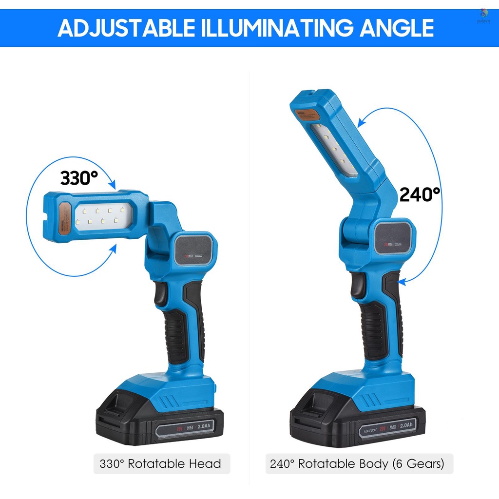 Đèn LED 20V Cầm Tay Không Dây Có Thể Sạc Lại Kèm Móc Pin 2.0Ah Dùng Để Sửa Chữa / Đi Cắm Trại