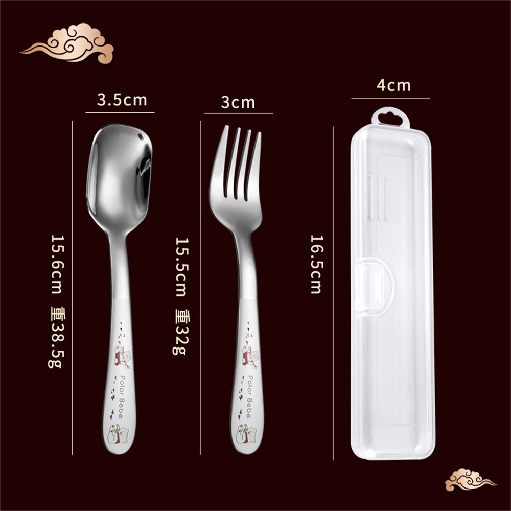 Muỗng nĩa bằng thép không gỉ 304 cho trẻ em Bộ thìa ăn gia đình sáng tạo chống rơi Bộ đồ ăn Bộ thìa ăn cho trẻ em