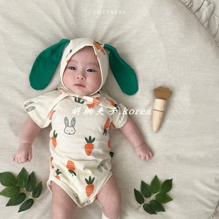 Bộ áo liền quần hình thỏ cà rốt + mũ đáng yêu cho bé