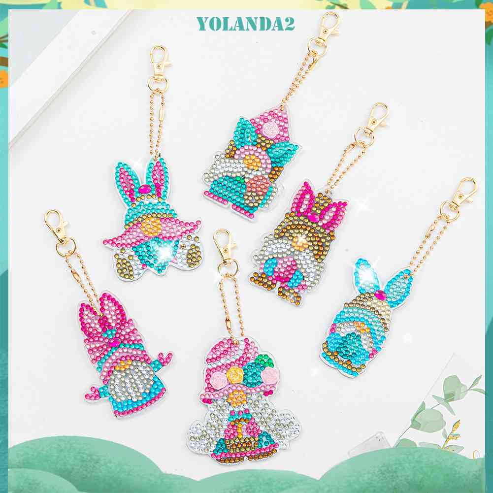 Set 6 Móc Khóa Đính Đá Thủ Công DIY Đa Ứng Dụng Cho Nữ