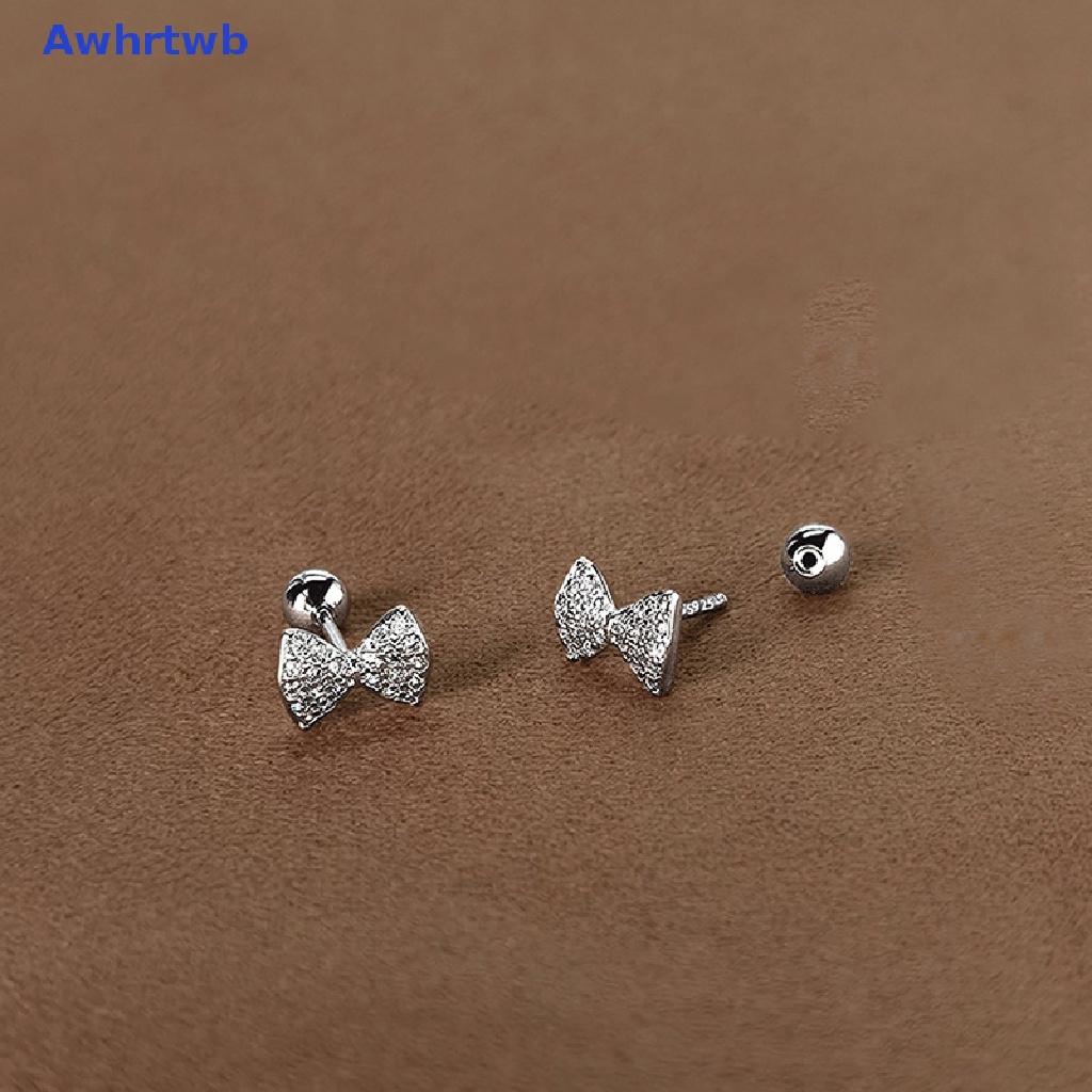 1 Đôi Khuyên Tai Hình Nơ Đính Đá Zircon Thời Trang Cho Nữ Mới