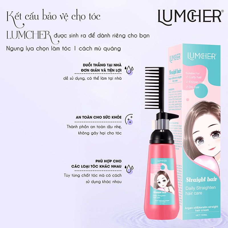 Thuốc duỗi tóc tại nhà Lumcher chiết suất nhân sâm - Ép side không cần nhiệt Minh Anh Hair Store