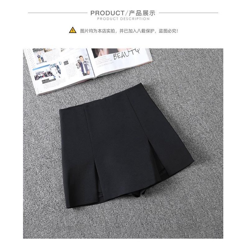 Chân Váy Ngắn Chữ a Lưng Cao Xẻ Tà Màu Đen Thời Trang Xuân Hè 2022