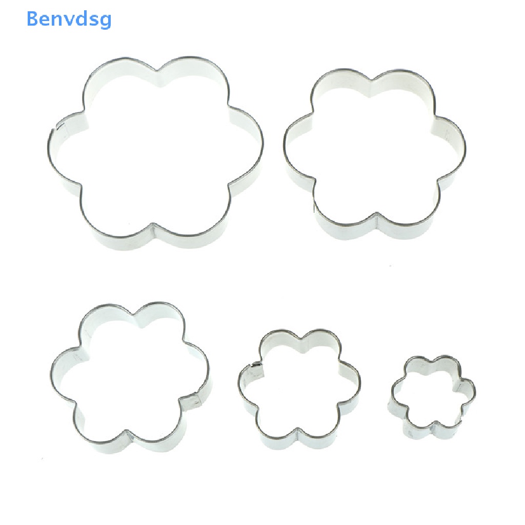 Bộ 5 Khuôn Cắt Bánh Quy Bằng Thép Không Gỉ Hình Bông Hoa