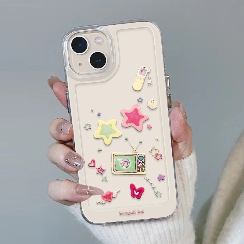 ✅Ốp Điện Thoại Trong Suốt Chống Sốc Họa Tiết Ngôi Sao Cho Iphone xr1213xs / iPhone14promax / plus 7 8 Retro / 11