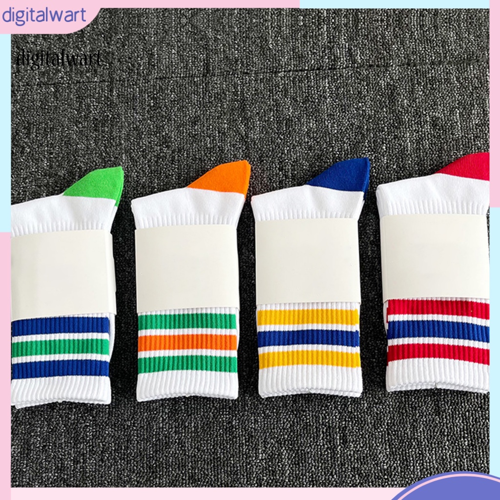 Kỹ Thuật Số| 1 Đôi Vớ Thể Thao Dài Bằng Vải Cotton Mềm Nhẹ Thoáng Khí Màu Tương Phản Nhanh Khô Độ Co Giãn Cao Cho Nam
