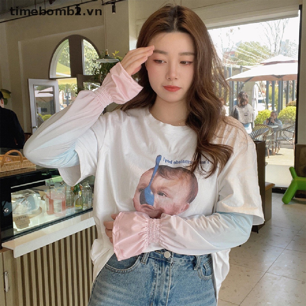 { # Găng Tay Chống Nắng Chống Tia UV Bằng Lụa Lạnh Màu Gradient Bảo Vệ Cánh Tay Khi Lái Xe / Chạy Bộ / Câu Cá Ngoài Trời