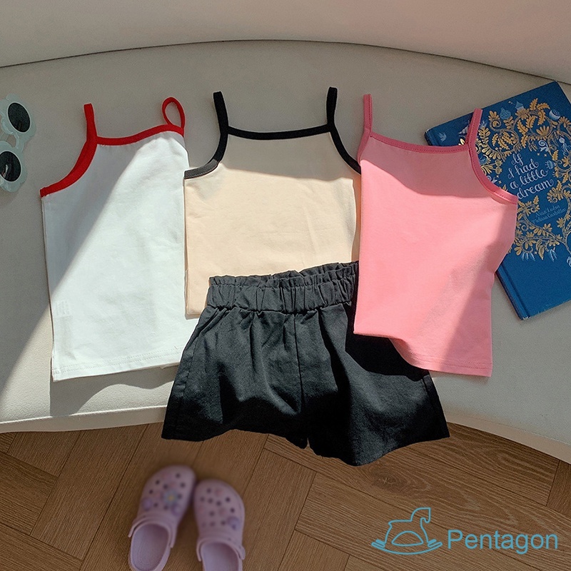 Áo Cotton Không Tay Màu Trơn Đơn Giản Thời Trang Mùa Hè Dành Cho Bé Gái