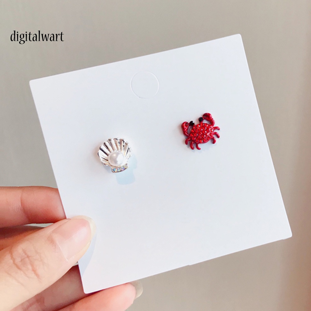 Kỹ Thuật Số| Khuyên Tai Hình Con Cua Đính Đá Và Ngọc Trai Dễ Thương Cho Nữ