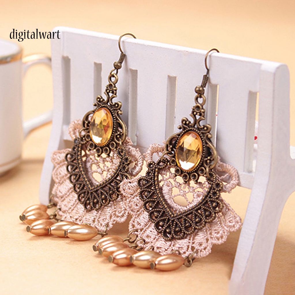 Kỹ Thuật Số| 1 Đôi Bông Tai Ren Rỗng Đính Đá Tua Rua Phong Cách Halloween