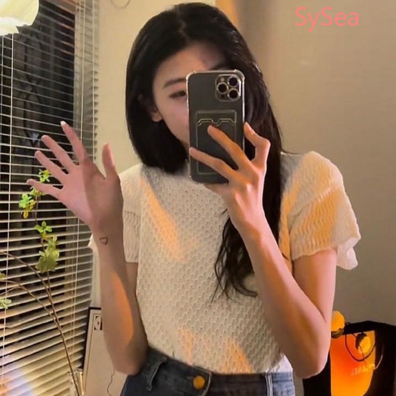 Áo Dệt Kim Ngắn Tay Hai Lớp Thời Trang Mùa Hè Cho Nữ