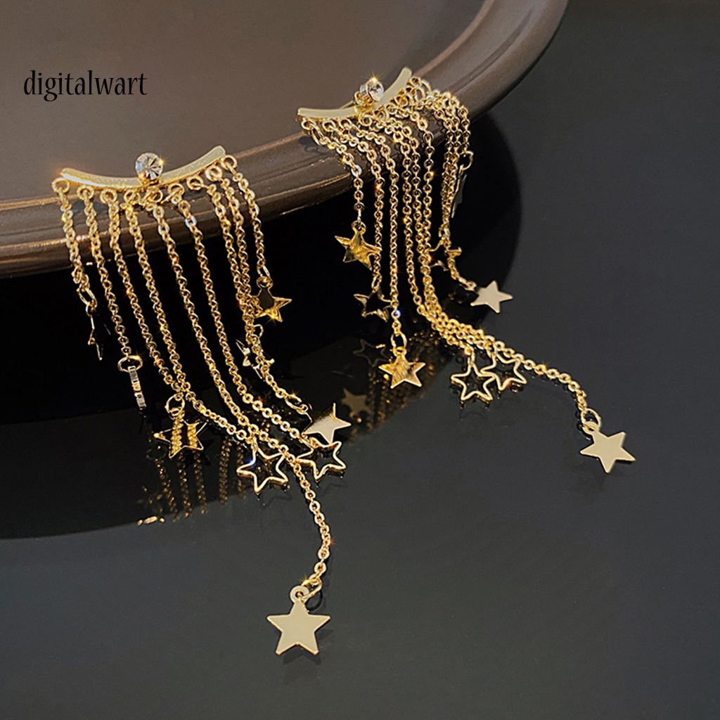 Kỹ Thuật Số| 1 Đôi Bông Tai Hình Ngôi Sao Năm Cánh Dát Đá Thời Trang Hàng Ngày