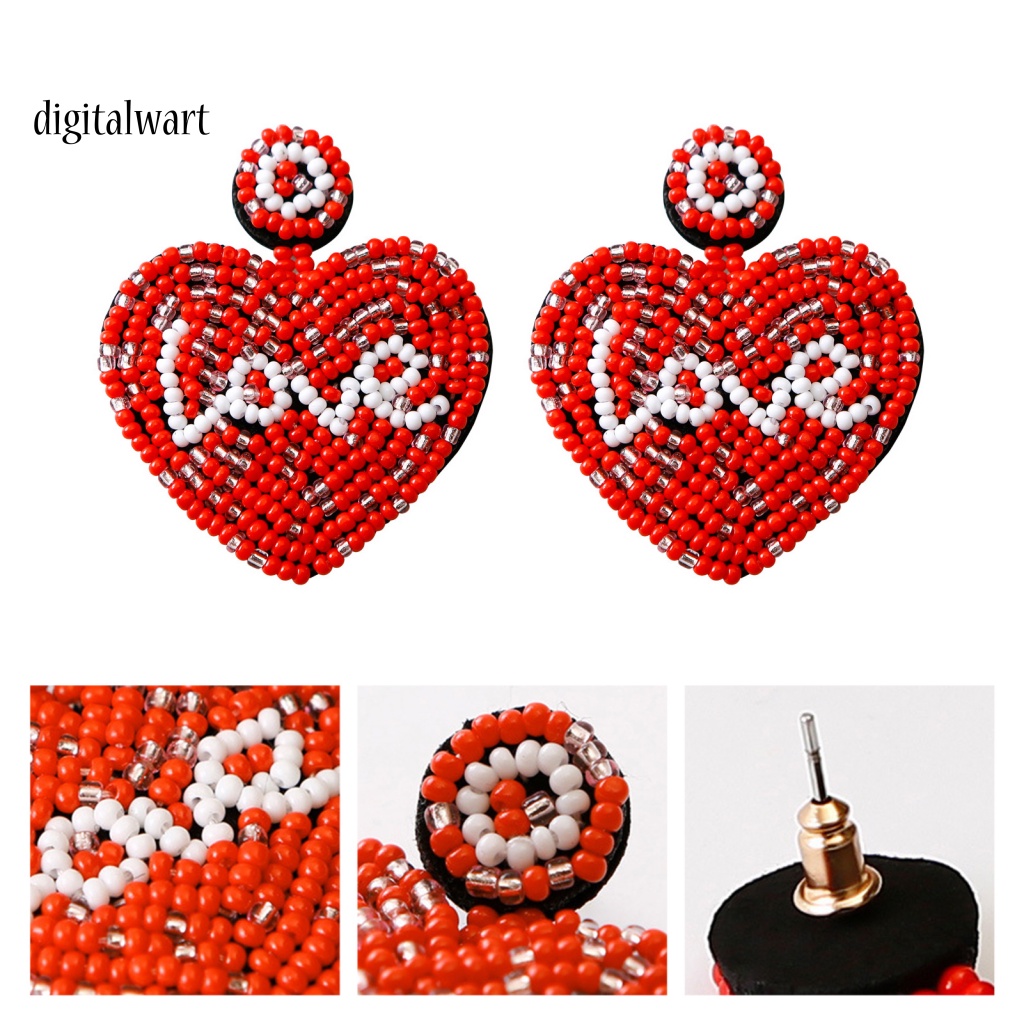 Kỹ Thuật Số| 1 Đôi Bông Tai Thả Hình Trái Tim Sợi Bện Thủ Công Màu Sắc Tương Phản Thời Trang Cho Nữ