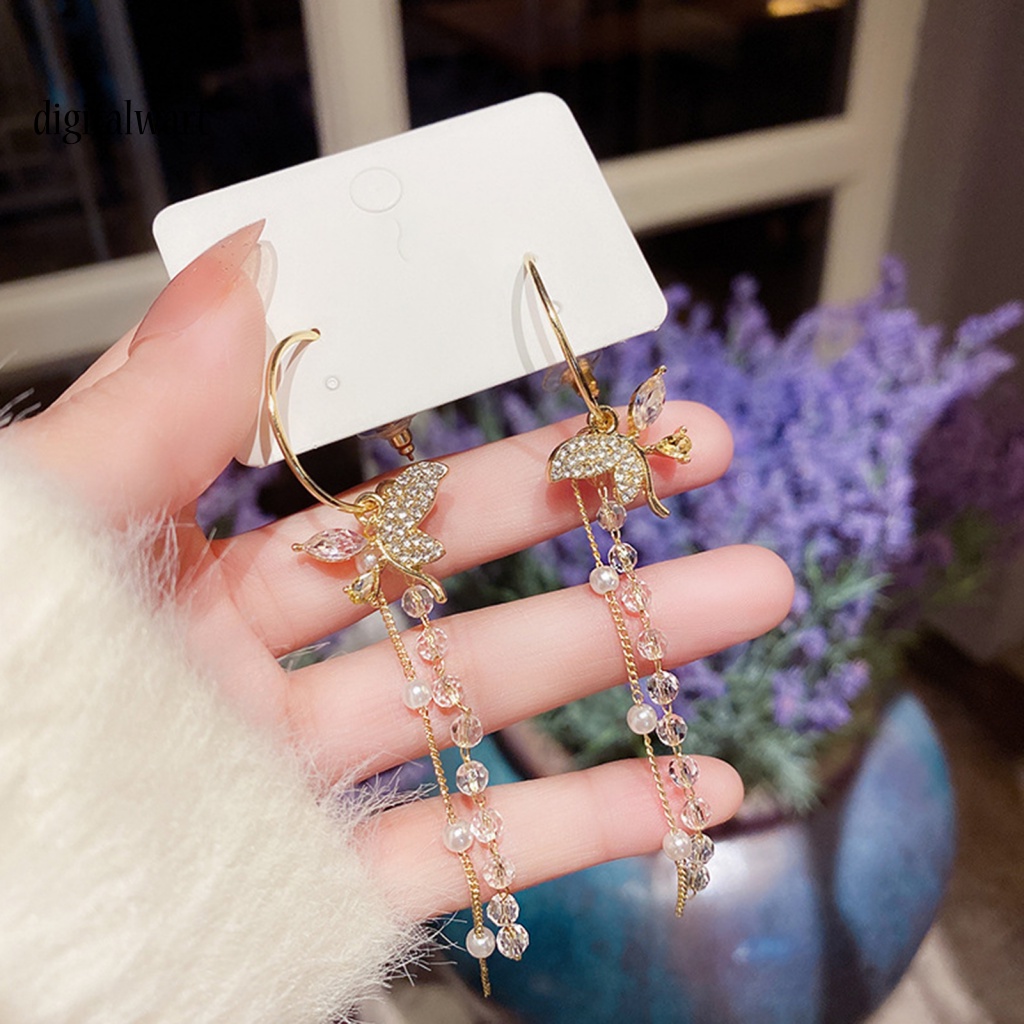 Kỹ Thuật Số| 1 Đôi Bông Tai Hình Bướm Đính Đá Lấp Lánh Dành Cho Nữ