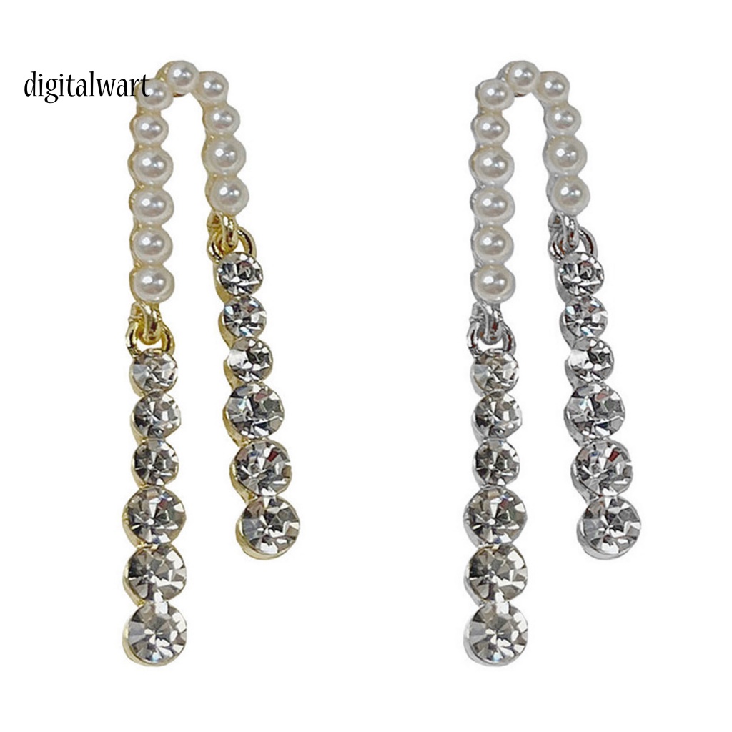 Kỹ Thuật Số| 1 Đôi Bông Tai Dài Đính Ngọc Trai Giả Phong Cách Pháp Dành Cho Nữ