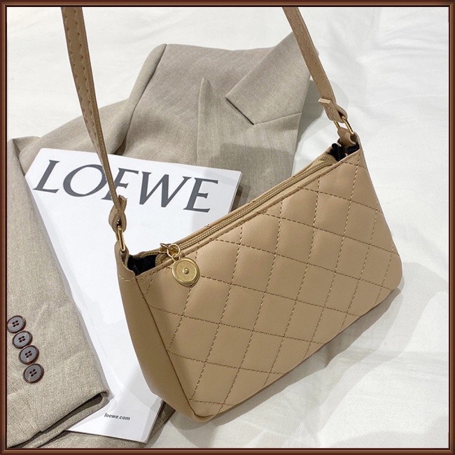 Túi Đeo Chéo Vai Bằng Da Nhân Tạo Màu Trơn Thêu Họa Tiết Hình Thoi Thời Trang Cho Nữ