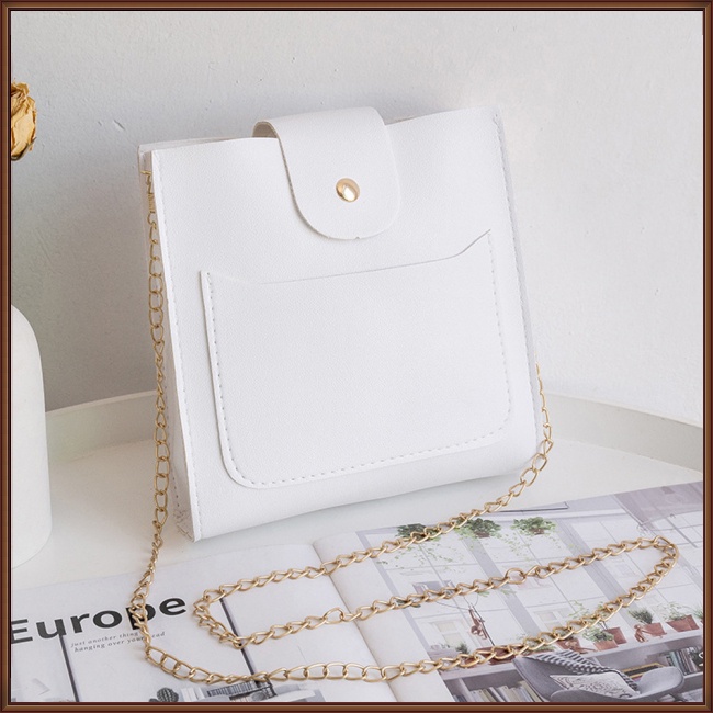 Túi Đeo Chéo Giả Da Phối Màu Tương Phản Với Khóa Nam Châm Thời Trang Cho Nữ