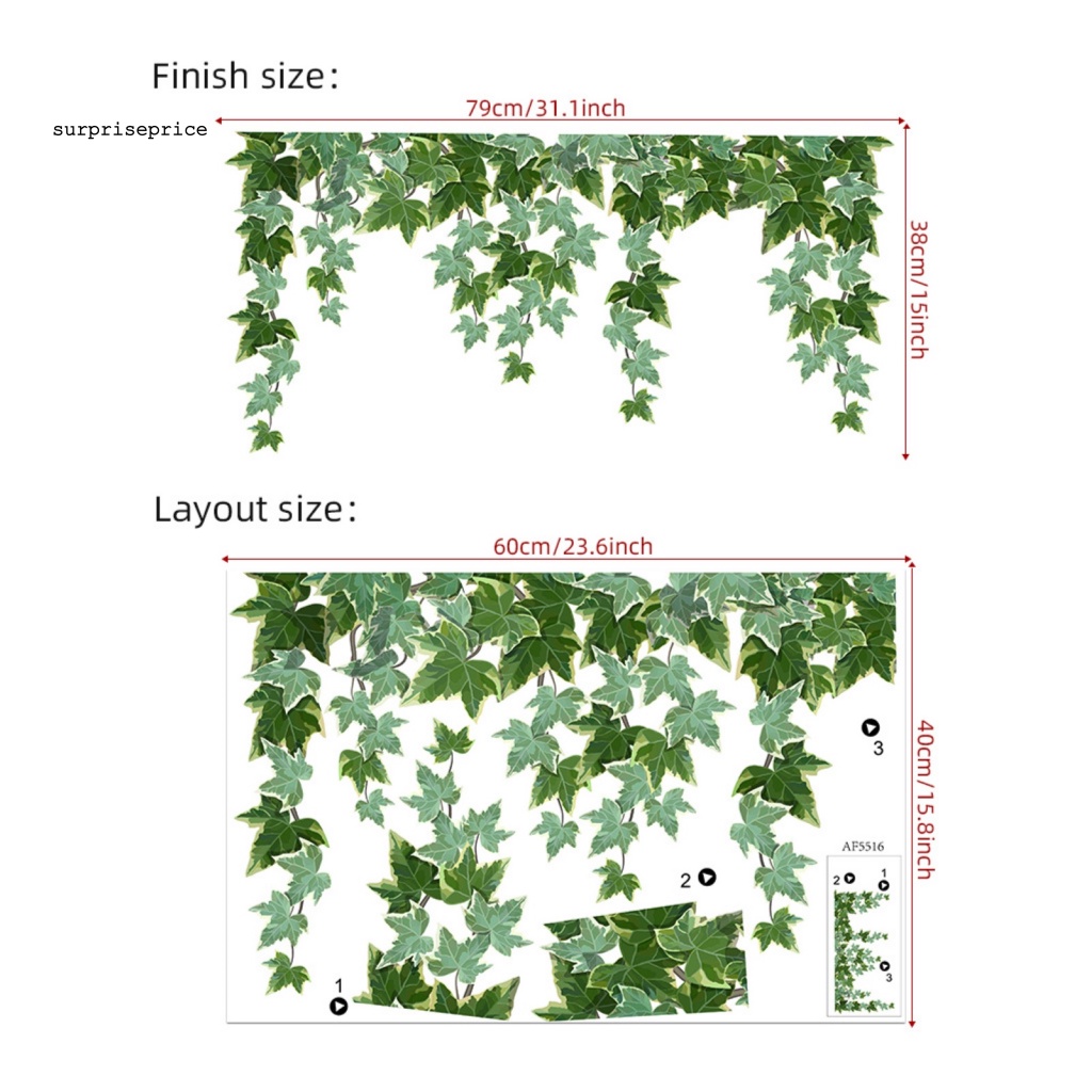 Sticker Dán Tường Bằng PVC Họa Tiết Lá Salix Dễ Thương Bắt Mắt