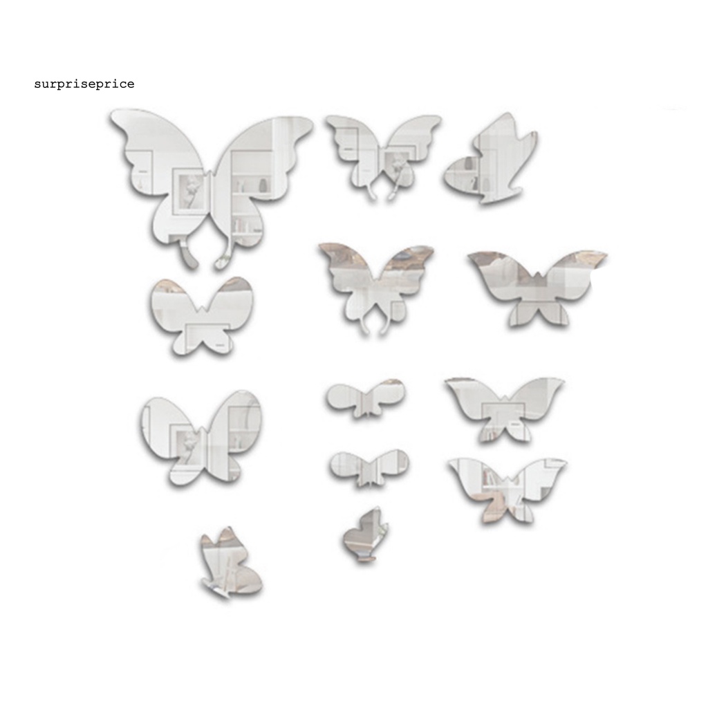 Bộ 13 Miếng Dán Tường Tráng Gương Trang Trí Phòng Khách Chịu Nhiệt Độ Cao