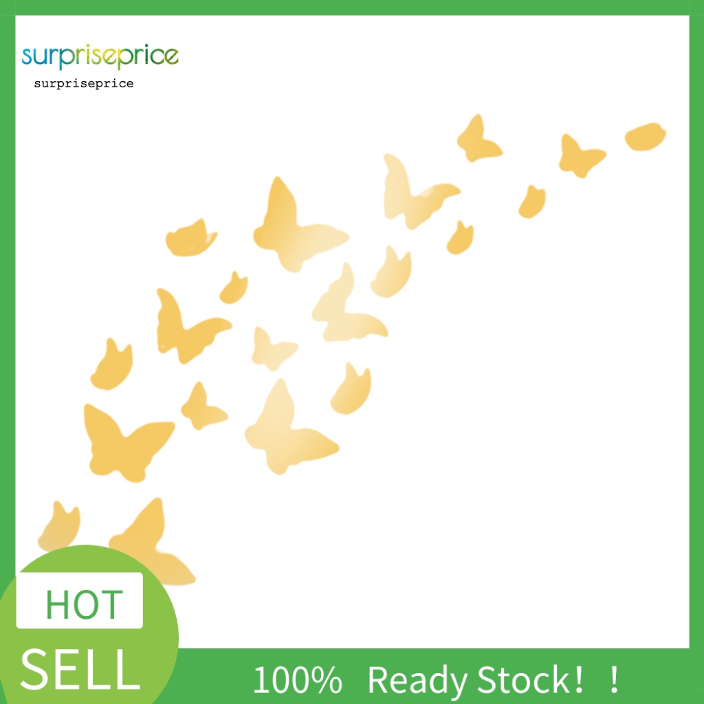 Bộ 20 Miếng Dán Tường Tráng Gương 3D Hình Bướm Sống Động Chống Nước Trang Trí Nhà Cửa