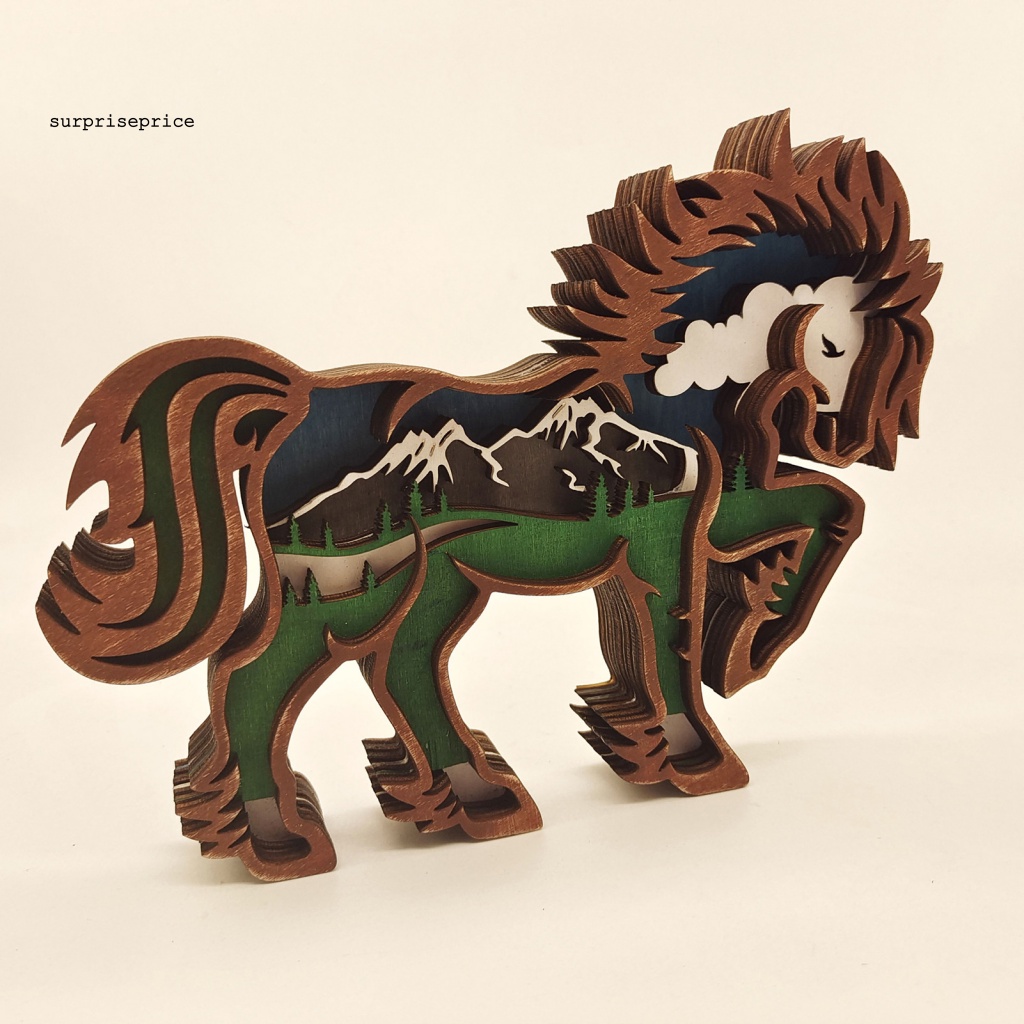 Phụ Kiện Trang Trí Giáng Sinh Hình Ngựa Bằng Gỗ Rỗng Chạm Khắc Rỗng