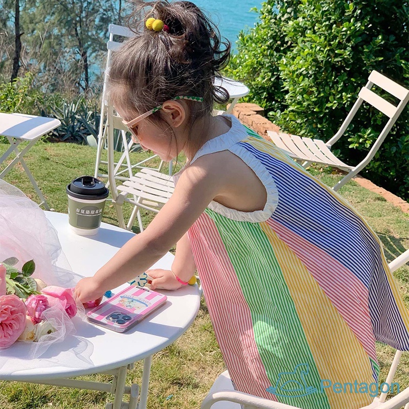 Đầm Công Chúa Mùa Hè Hai Dây Sát Nách Kẻ Sọc Nhiều Màu Đa Dạng Cho Bé Gái