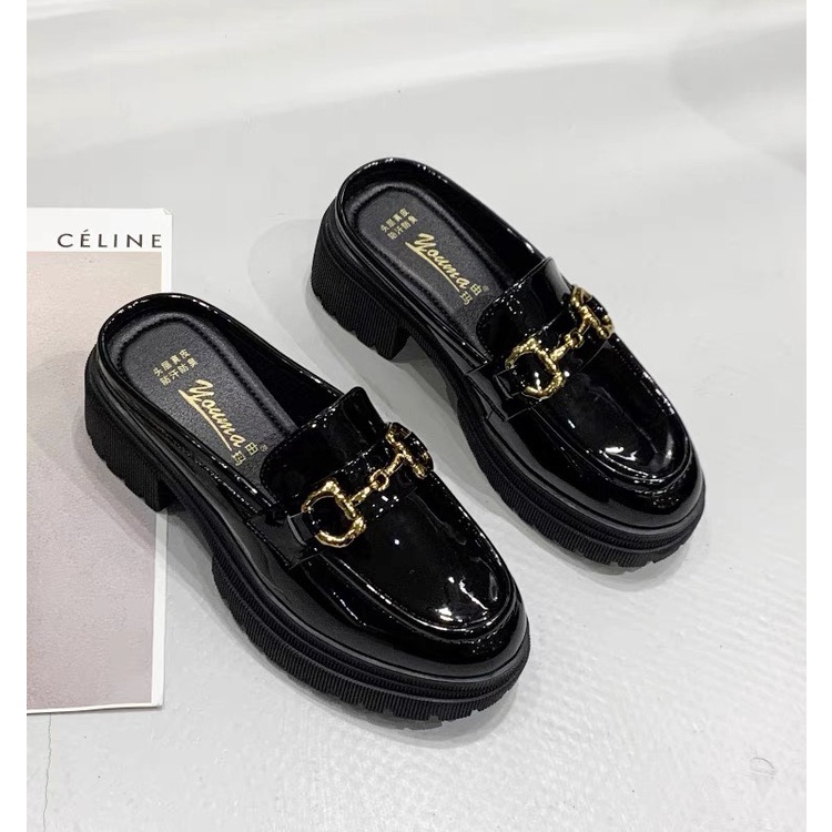 Giày Sục Đốc Khóa Ngang DKN66 Da Bóng Đế Cao 6cm Nâng Chiều Cao Hàng Da Cao Cấp TRANGBIHUE