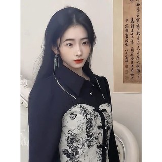Mới Phong Cách Trung Hoa Vintage Thiết Kế Cao Cấp Màu Đen Niche Rời Phù Hợp Với Áo Dài Tay Nữ