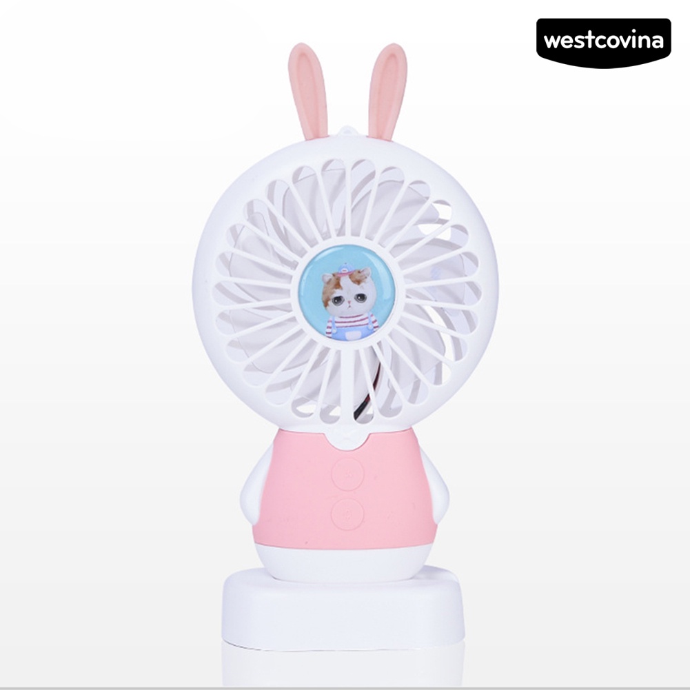 W🅢Quạt Làm Mát Mini Sạc Cổng USB 3 Tốc Độ Có Đèn LED Hình Gấu Dễ Thương