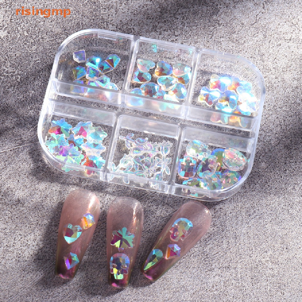 Hộp 6 Kích Cỡ AB / Hotfix Đính Đá Pha Lê Nhiều Màu Sắc