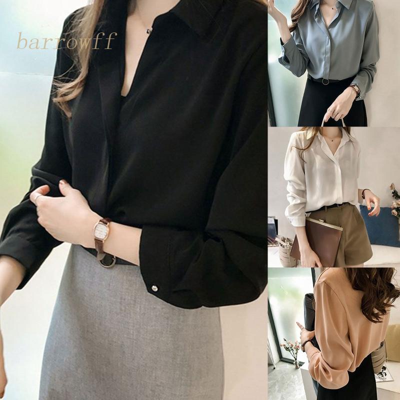 Áo Sơ Mi Tay Dài Dáng Rộng Cài Nút Thời Trang Công Sở Cho Bạn Gái