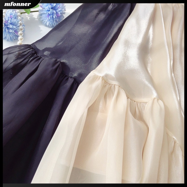 Chân Váy Lưng Thun Nhún Bèo Màu Trơn Ngọt Ngào Thời Trang Cho Nữ