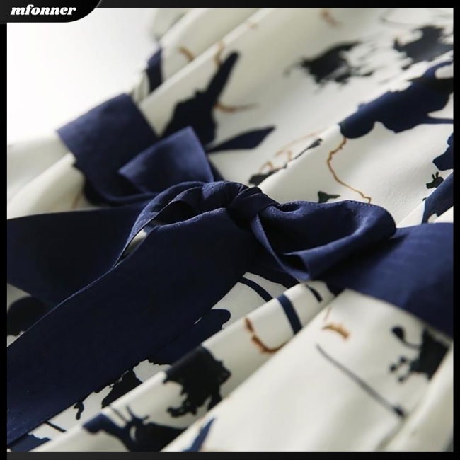 Đầm Midi Dáng Chữ A Tay Ngắn Cổ Tròn Cột Dây In Họa Tiết Phong Cách Trung Hoa Tinh Tế Thời Trang Cho Nữ