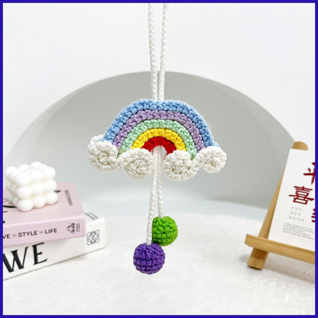 Dây Treo Kính Chiếu Hậu Đan Móc Thủ Công Màu Cầu Vồng Dễ Thương Cho Nam Và Nữ