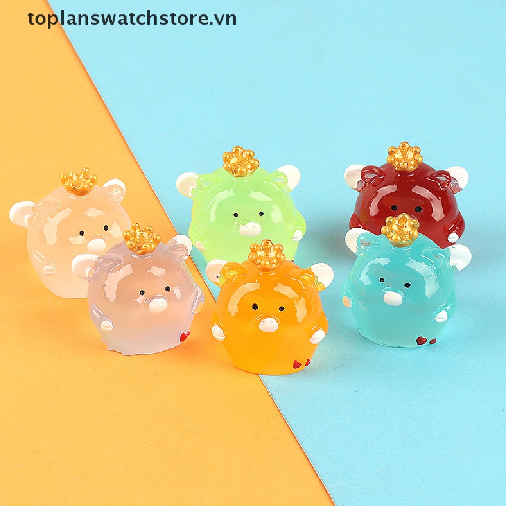 1 Mô Hình Chú Heo Đội Vương Miện Mini Bằng Nhựa Resin Dạ Quang Trang Trí Bảng Điều Khiển Xe Hơi