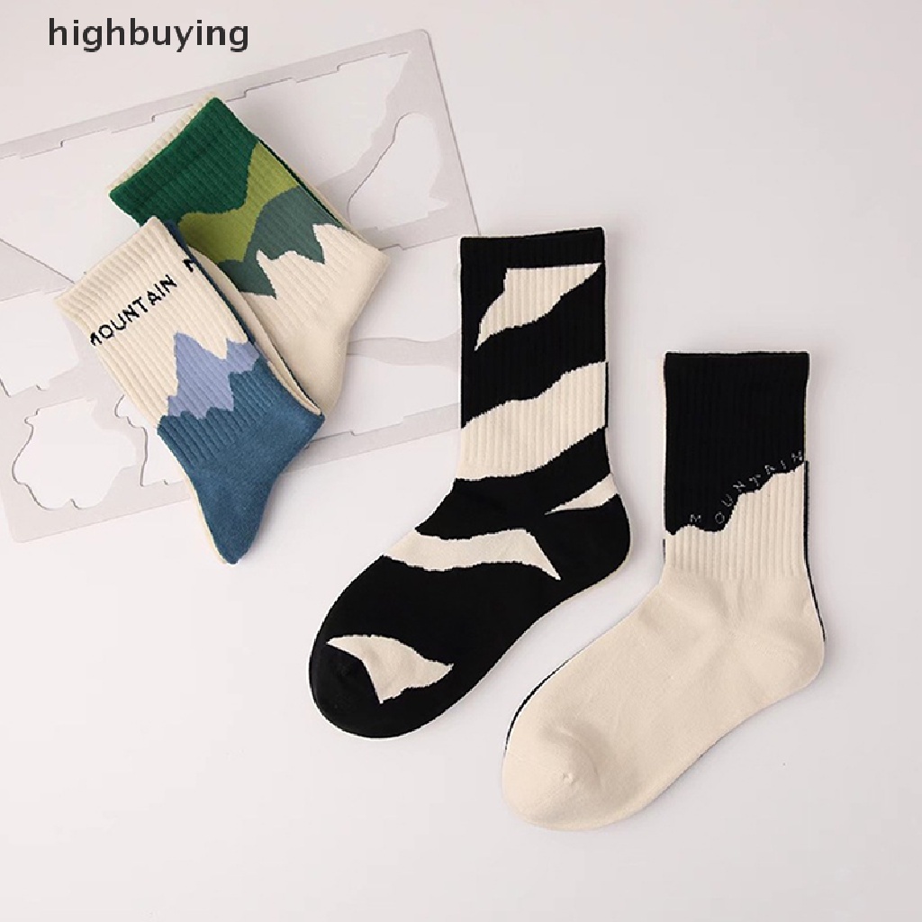Hbvn Belle Vớ Cotton Họa Tiết Đường Phố Không Đối Xứng Phong Cách A / B Thời Trang Cho Nam
