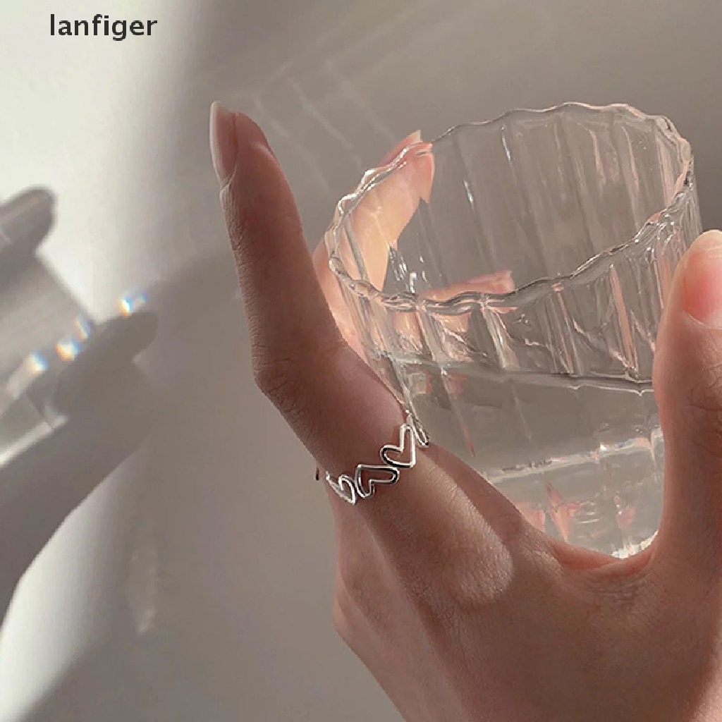 1 Set Nhẫn Hở Mạ Bạc Hình Trái Tim Đơn Giản Thời Trang Cho Nữ