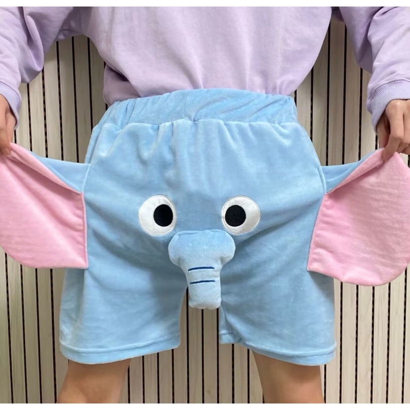Quần Short Pijama Ba Chiều Hình Chú Voi Đỏ Phong Cách Bạn Trai Dễ Thương
