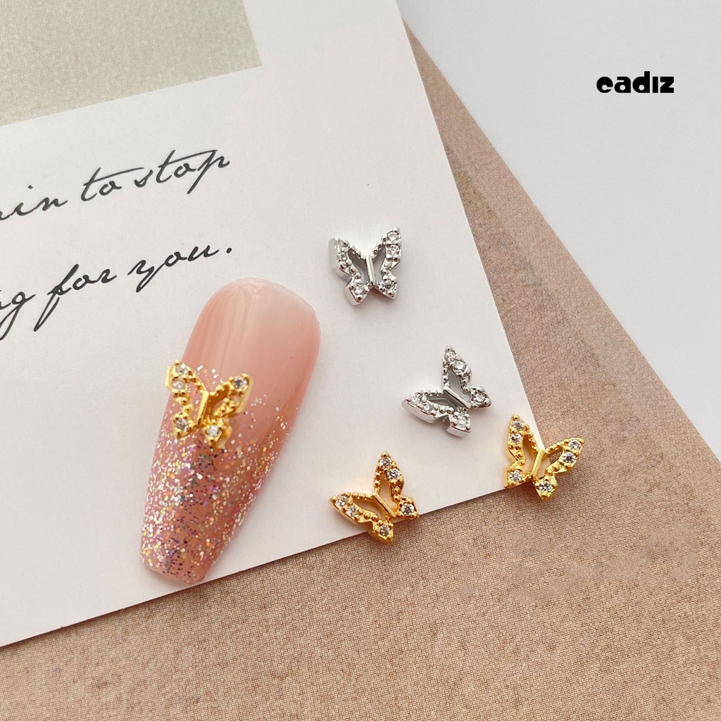 Set 10 Phụ Kiện Trang Trí Móng Tay Nghệ Thuật Hình Học Bướm Vương Miện Rỗng Bằng Kim Loại Cá Tính