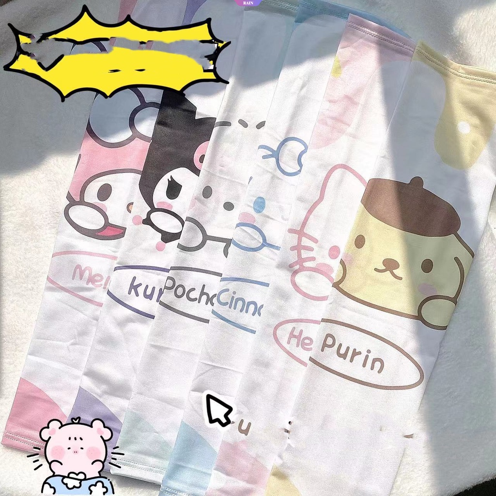 Găng Tay Chống Nắng Bằng Lụa Lạnh Thoáng Khí Họa Tiết Hoạt Hình Sanrio My Melody Cinnamoroll Kuromi Hello Kitty Purin Cho Nữ