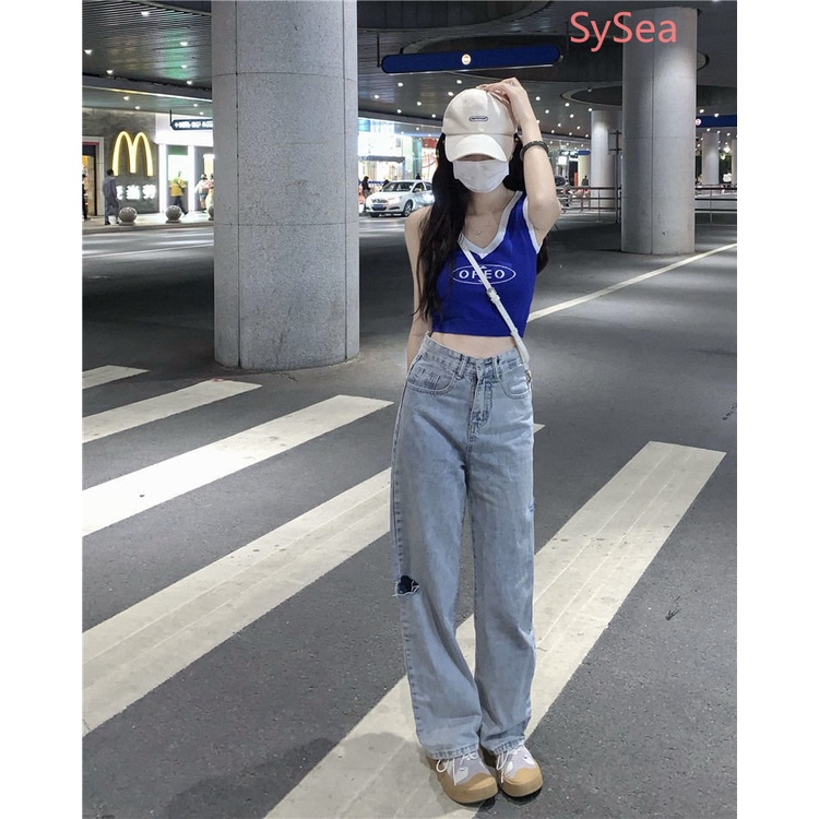 Áo Hai Dây Cổ Chữ V In Chữ Quyến Rũ Thời Trang Hè Cho Nữ