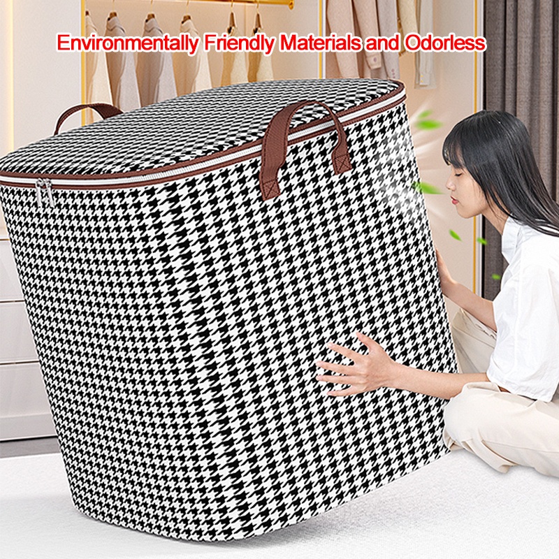 Túi Đựng Chăn Mền Bằng Vải Không Dệt Gọn Nhẹ Chống Ẩm / Bụi Bẩn Có Khóa Kéo Đôi